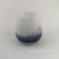Sky Blue Base Bubble Pattern Glass Candle Holder